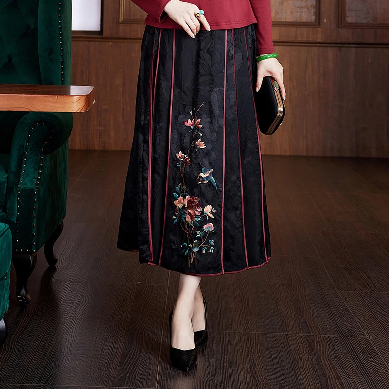 玺玥【留诗花影】经典百搭款马面裙半裙 +后腰橡筋 宽松不勒 W23800