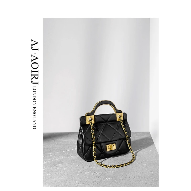 【AJ AOIRJ】小香风真皮菱格链条包小众设计mini手机包腋下斜跨包