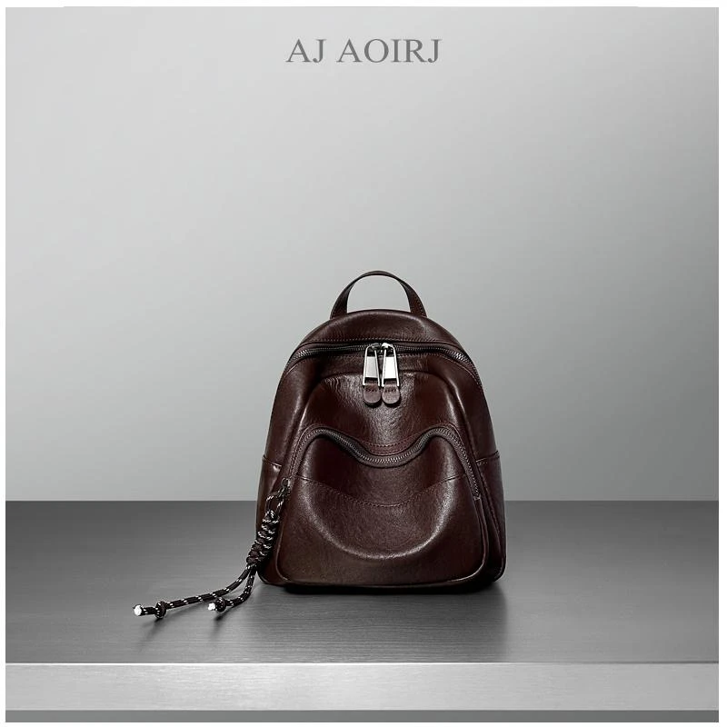 【AJ AOIRJ】小众设计师秋冬新款双肩小书包植鞣牛皮复古手提背包