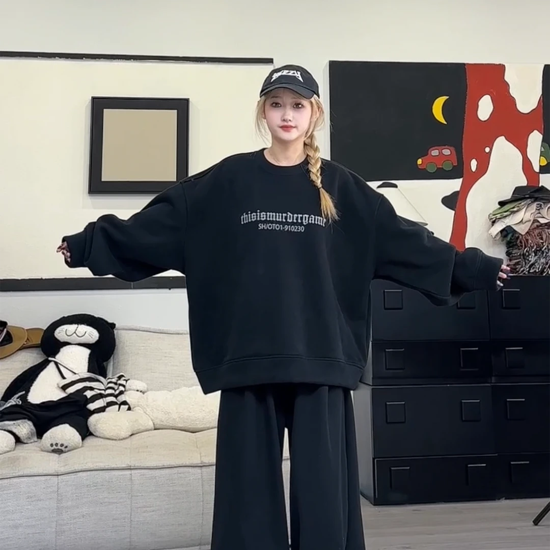 橘子罐头24年新款加绒加厚运动休闲宽松ins时尚秋冬百搭卫衣