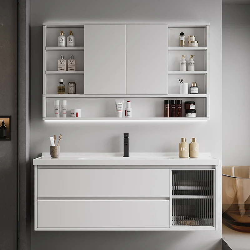 泽钊智能折叠风水全镜柜陶瓷盆实木浴室柜组合卫生间洗漱台