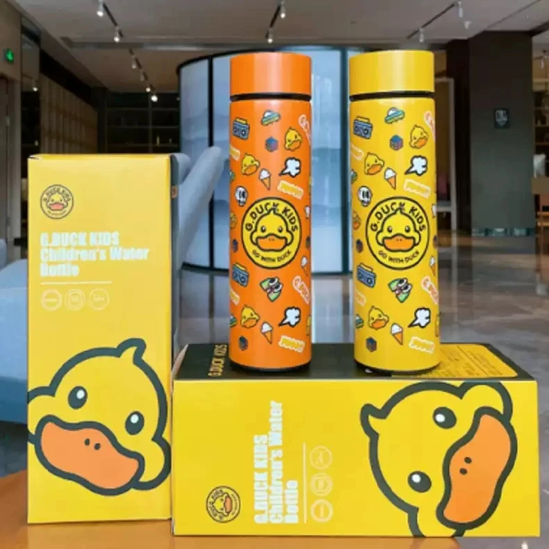 哈罗小黄鸭智能保温杯创意温度显示水杯不锈钢杯子礼品