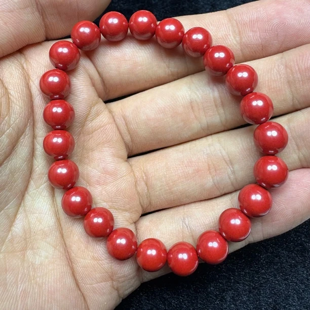 含辰砂工艺品朱砂卡8mm高含砂量帝王红手串时尚大方