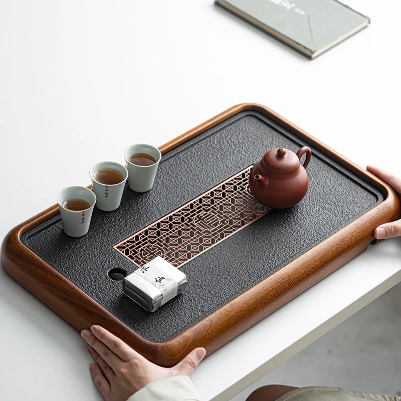唐仙茶盘家用新中式茶托盘高端干泡盘蓄排一体沥水排水式干泡茶盘