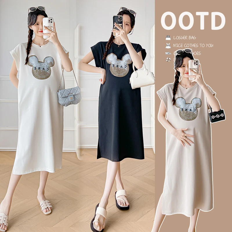 孕妇装夏连衣裙时尚宽松大码薄款夏装孕妇裙休闲显瘦短袖t恤裙子