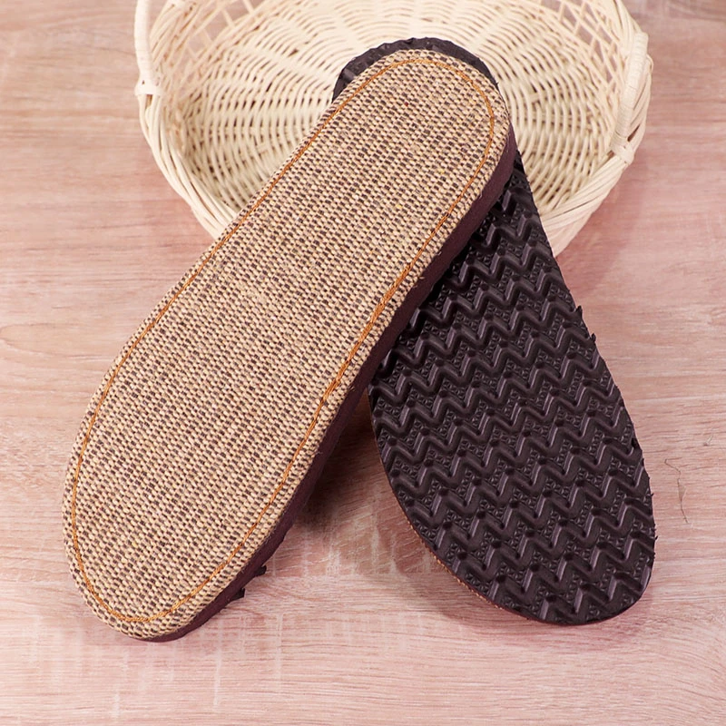 【5双送1双】孺子牛亚麻拖鞋底手工编织夏季吸汗透气拖鞋凉鞋防滑