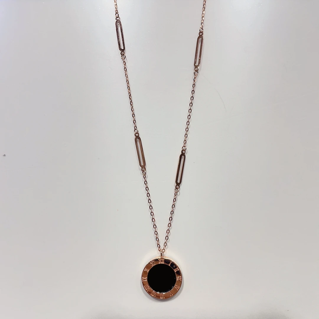 18k金黑饼项链/毛衣链 时尚 百搭 经典 小众15mm 42-47-52cm