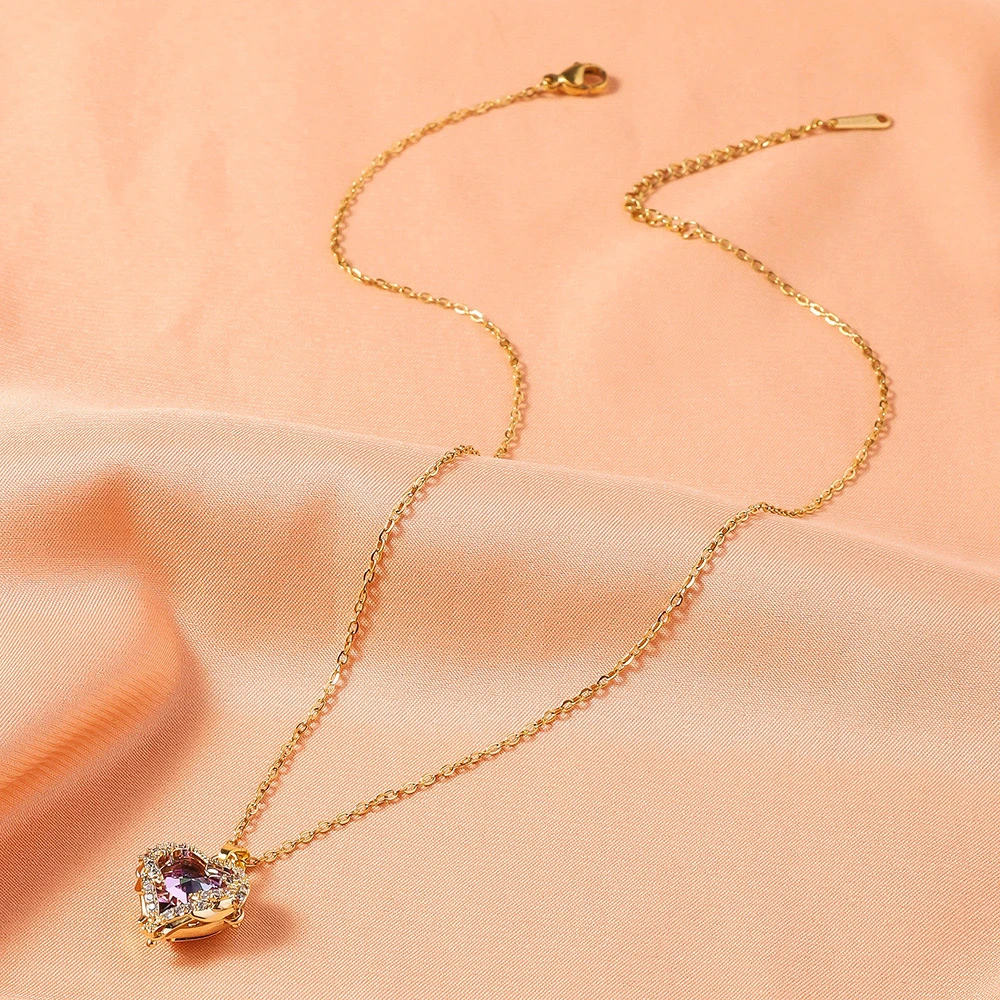 轻奢  海洋之心水晶爱心 项链 送礼套装-MJY-2B