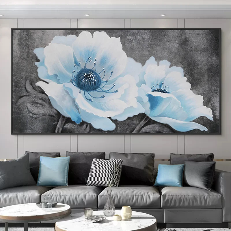 原创手绘油画抽象牡丹花开富贵花卉卧室装饰画客厅沙发背景墙挂画