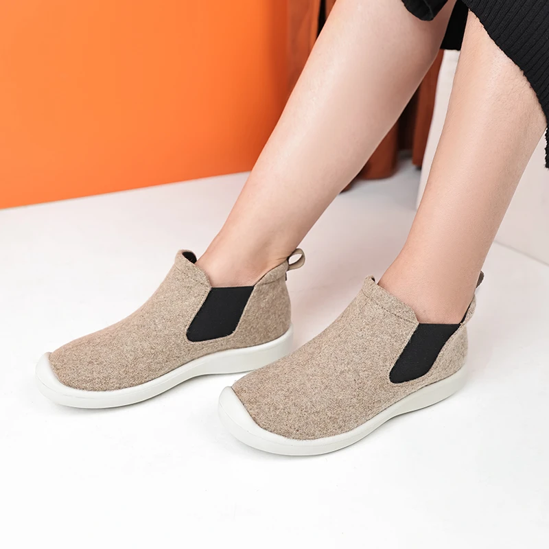 Pansy盼喜秋冬套筒短靴时尚高帮女鞋厚底百搭复古圆头英伦妈妈鞋