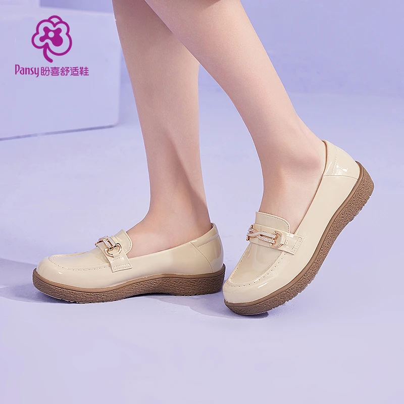 【pansy】盼喜一脚蹬平底通勤鞋女乐福鞋浅口厚底圆头软底舒适鞋