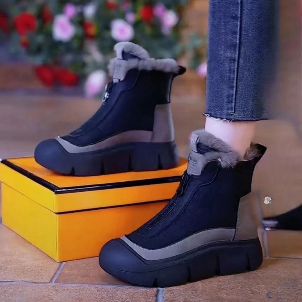 爆款马丁靴棉鞋2024新款厚底百搭秋冬新款妈妈高帮雪地靴软底短靴