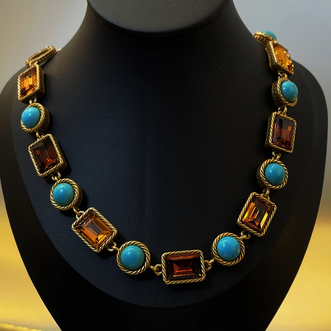 铜合金仿水晶项链 S169气质时尚古风法式