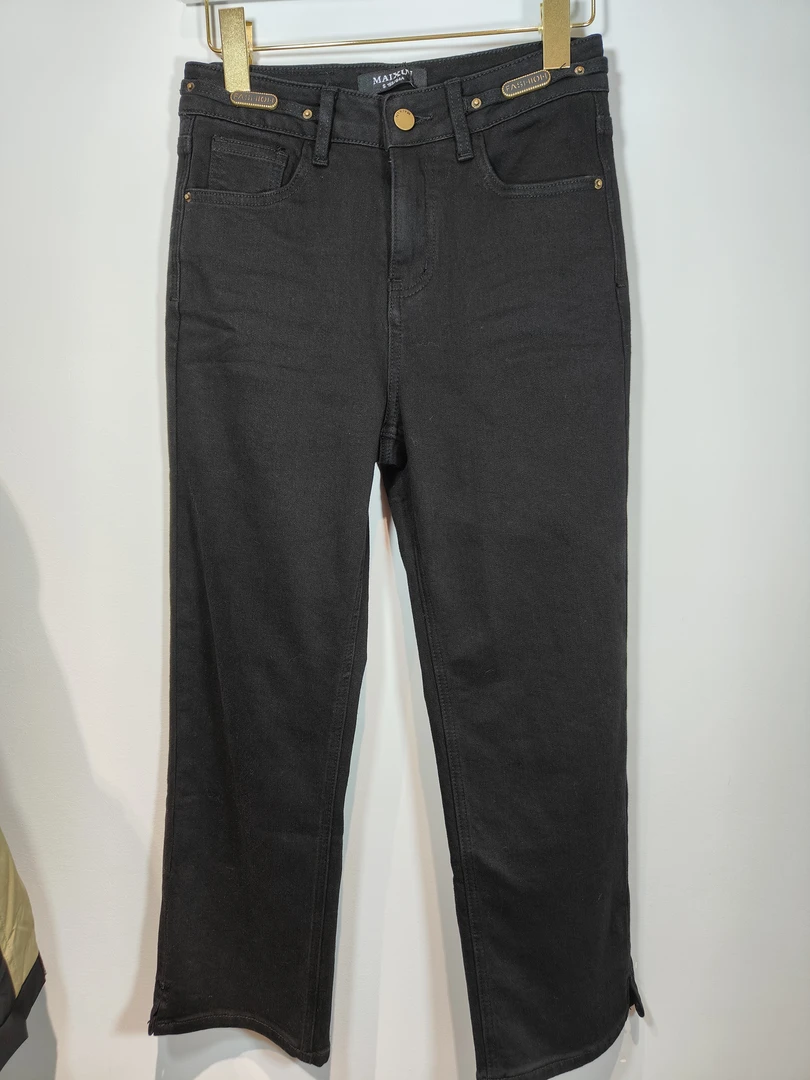 麦寻女裤牛仔显瘦显高黑色修身秋冬加绒