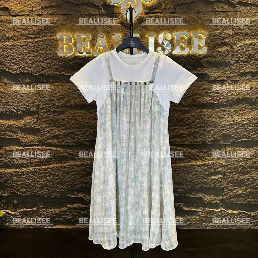 夏季新款拼接设计款显瘦气质连衣裙-BLS-A178