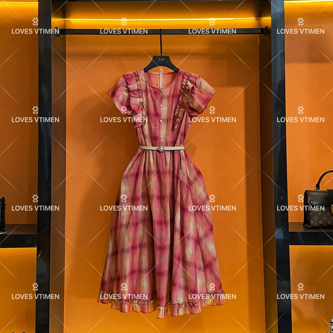 编码“43”高级圆领温柔风显瘦收腰连衣裙LOVES-A956