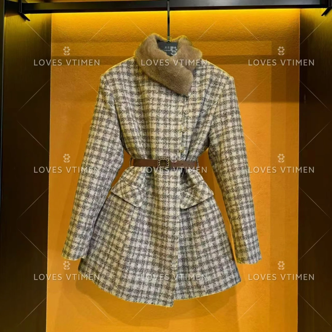 【泽天专属】编码05白鸭绒羊毛时尚设计师收腰羽绒服LOVES-A1507