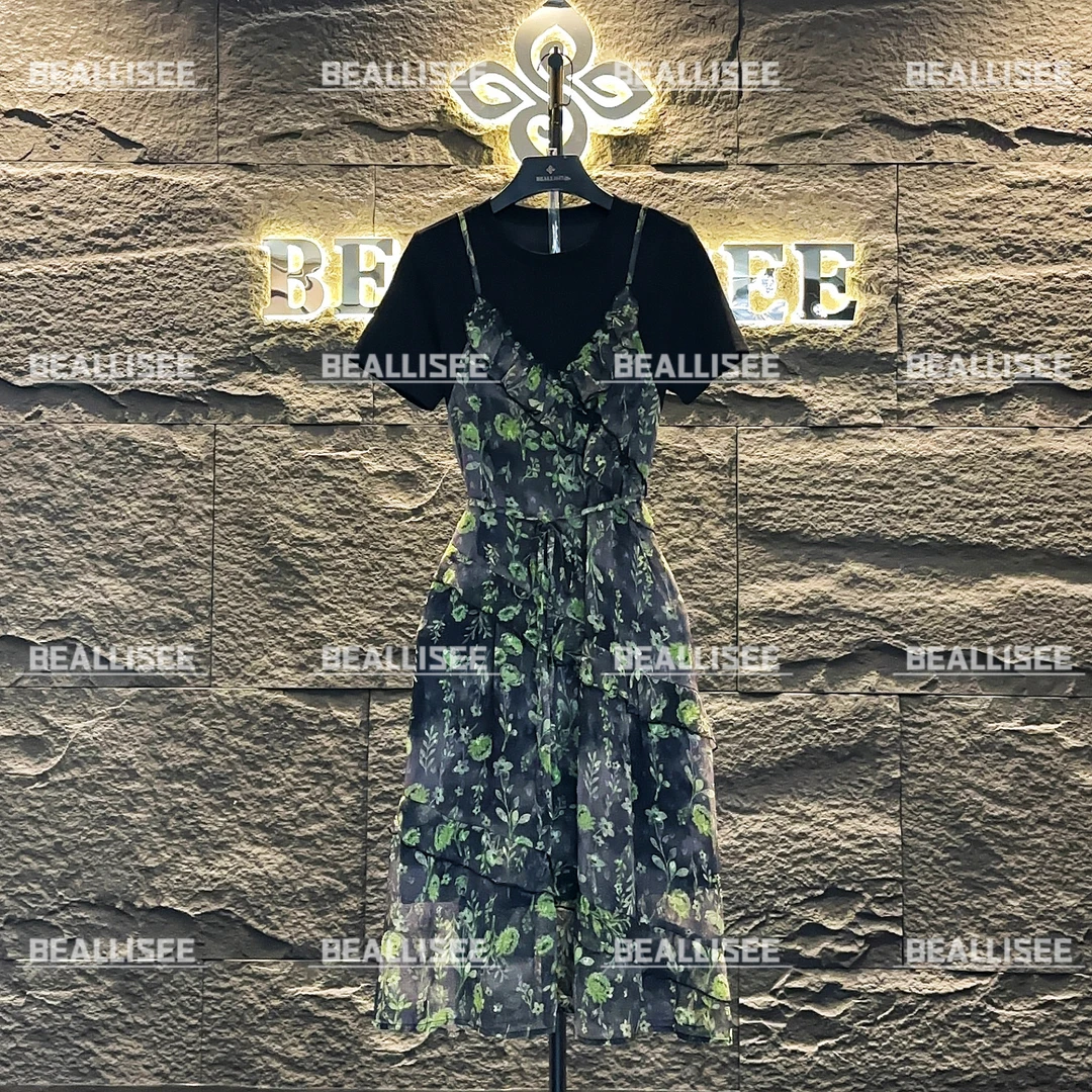 【金子】2024年夏季新款短袖显瘦国风系拼接收腰连衣裙BLS-A371