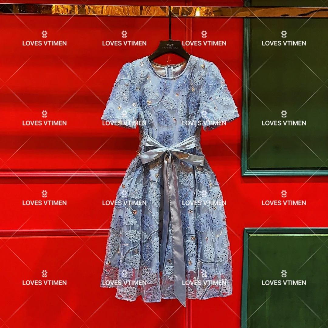 编号【S】设计师气质轻奢重工刺绣亮片连衣裙LOVES-A547