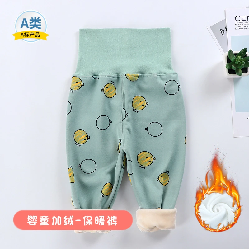 男童女童保暖裤加绒内穿宝宝秋裤加厚睡裤可开裆高腰护肚婴儿裤子