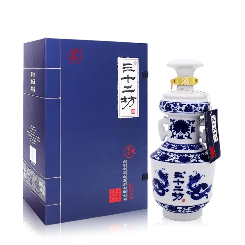 彩山【三十二坊酒】新颖青花 醇情相伴 礼盒装/浓香型经典53度750ml