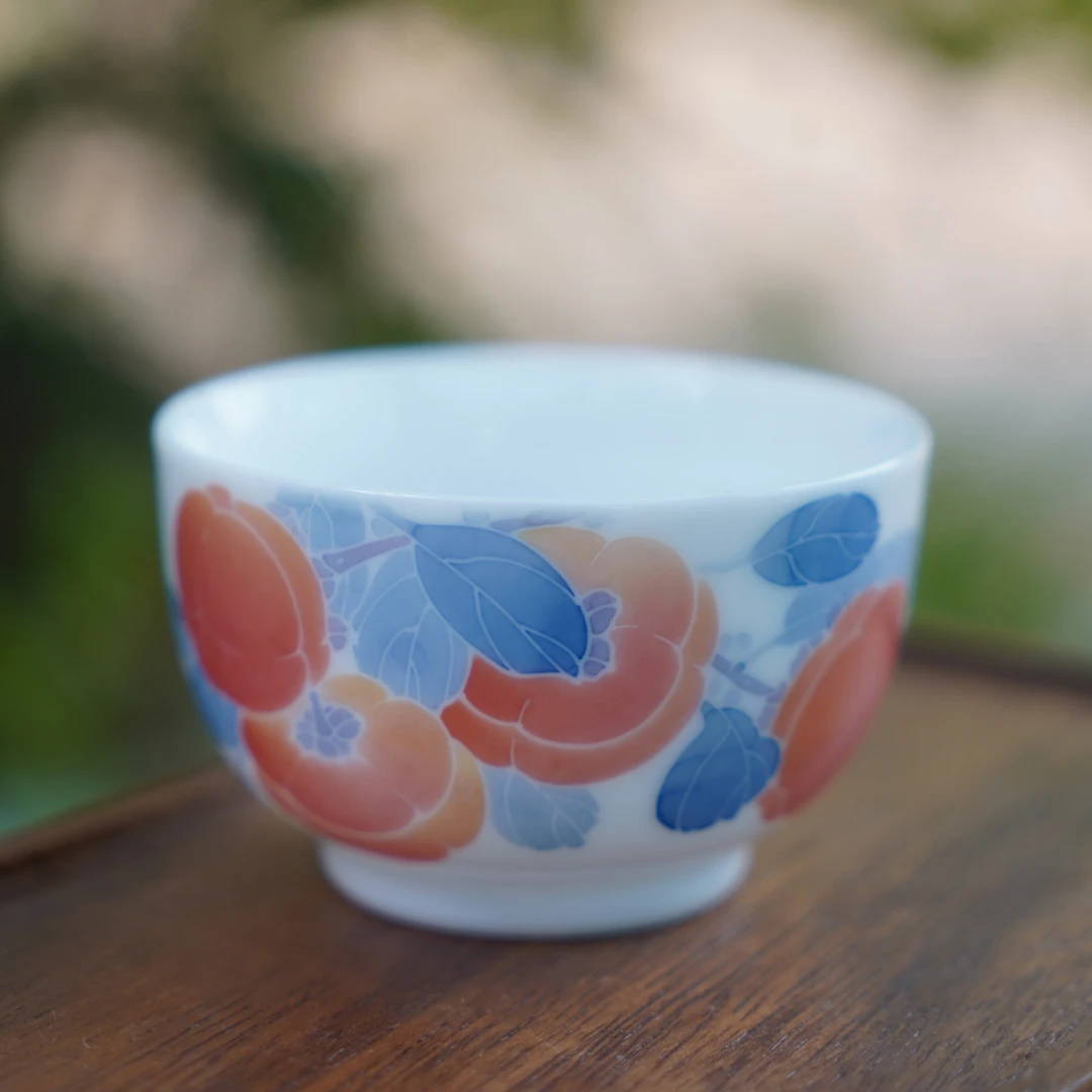 柿柿如意醴泉窑醴陵釉下五彩纯手绘主人杯