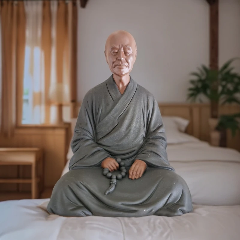 中式紫砂人物禅意摆件家用工艺品