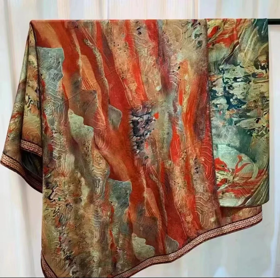 昭君出塞大方花萝重工提花时尚方巾气质夏季网红丝巾百搭复古国风