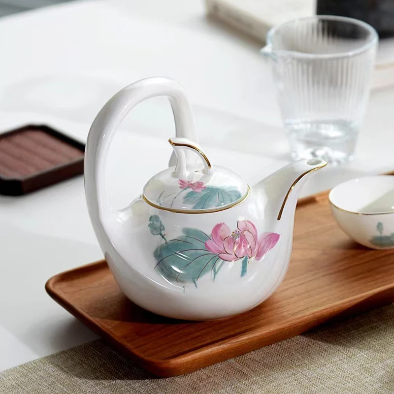 好运连连茶具套装家用创意骨瓷高档喝茶茶壶茶杯主人杯描金喝茶杯