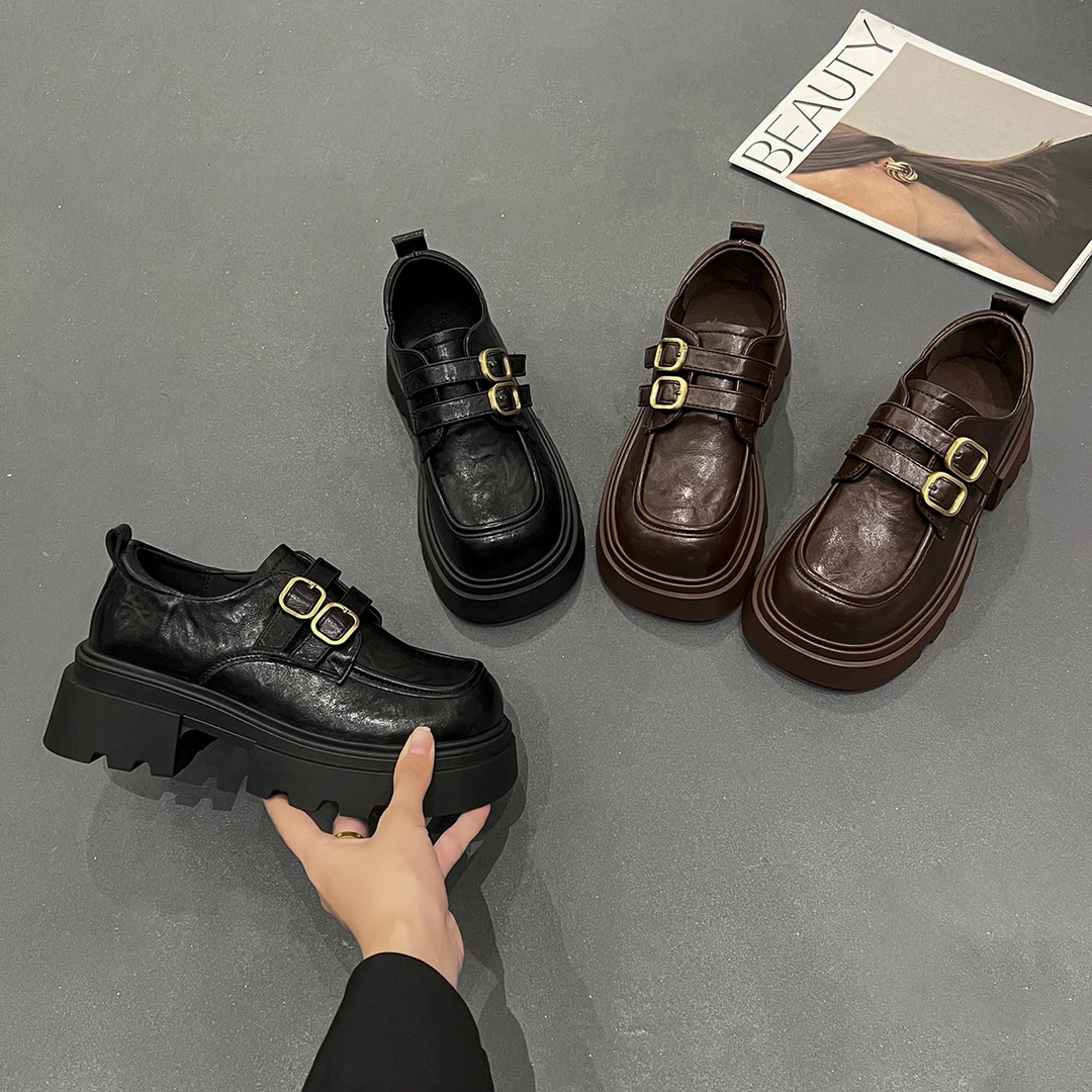 厚底英伦风乐福鞋2024春季新款百搭复古小皮鞋女平底单鞋时尚单鞋