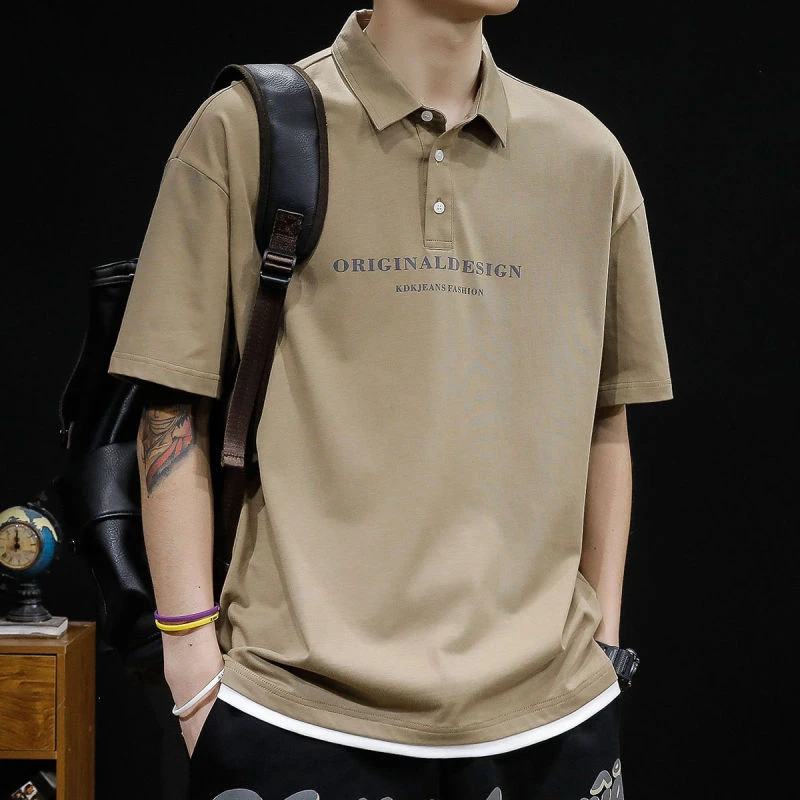 夏季Polo衫男纯棉宽松男装夏上衣美式大码衣服男士重磅短袖t恤潮