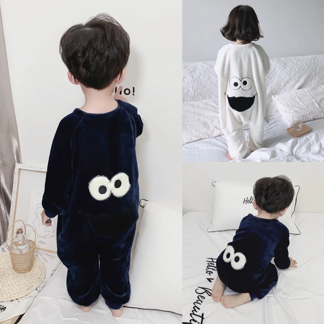 秋冬季儿童衣服芝麻街包屁衣卡通居家爬行服幼儿外出服连体保暖衣