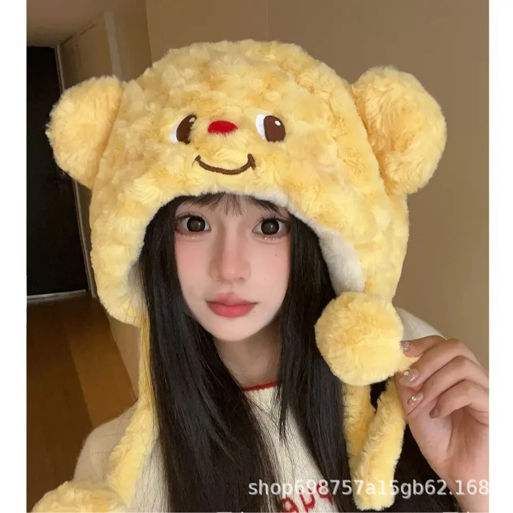 黄油小熊可爱帽子毛绒帽显脸小大头围防寒保暖可爱雷锋帽送闺蜜