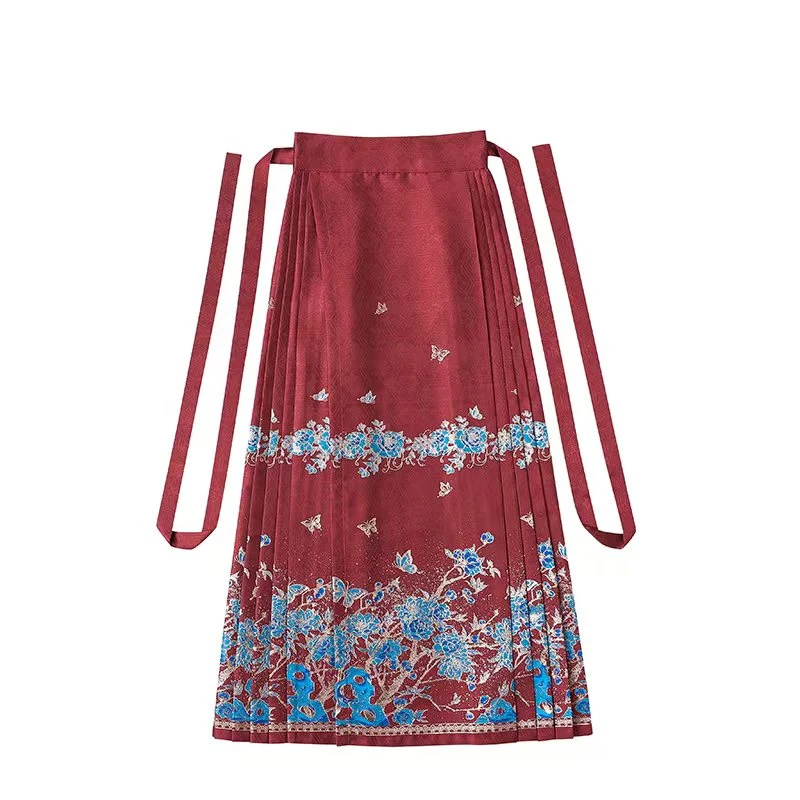 庭前墨竹【蓝翠蝶】织金妆花马面裙气质新中式显瘦长裙国风汉服套装