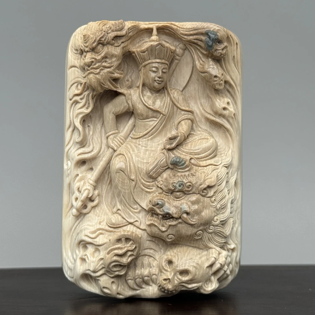 DEZHI/德志【地藏菩萨】深咖双面立体大师精工雕刻猛犸牙吊坠