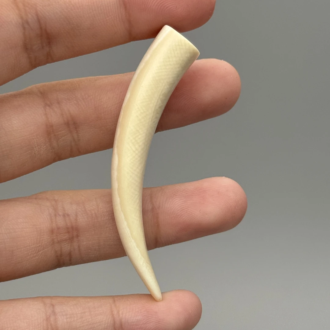 DEZHI/德志5.8g小牙尖吊坠天然猛犸牙默认打孔绑绳F379