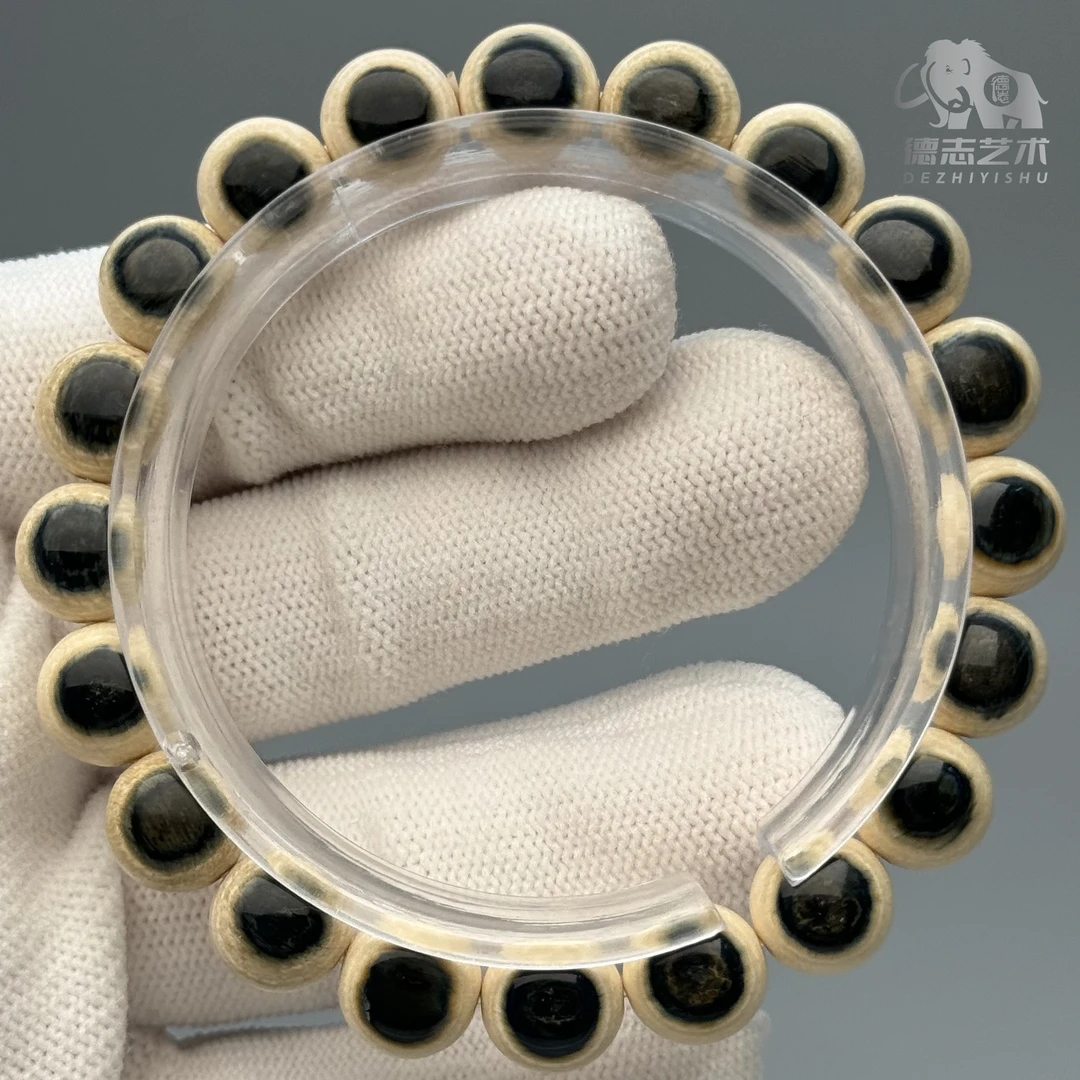 DEZHI/德志约10mm藏收级蓝绿皮手串20颗天然猛犸牙无优化LY05