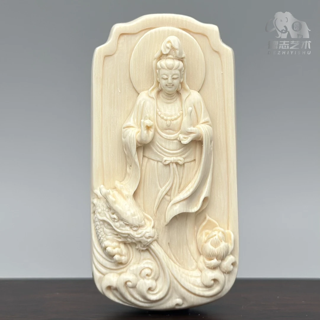 DEZHI/德志66*33*16mm宝瓶观音吊坠天然猛犸牙DZ56
