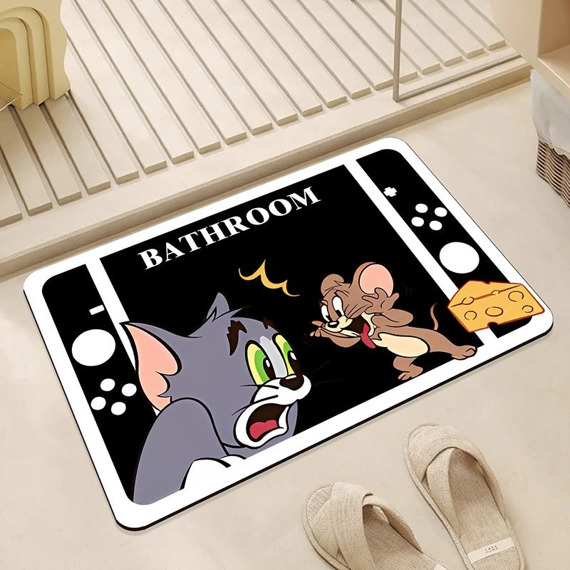 卡通软硅藻泥地垫猫和老鼠吸水防滑垫浴室吸水垫家用速干厕所脚垫