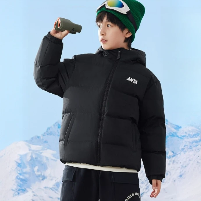 【东北御寒】安踏儿童男女童冬季短款连帽保暖羽绒服/A72447901