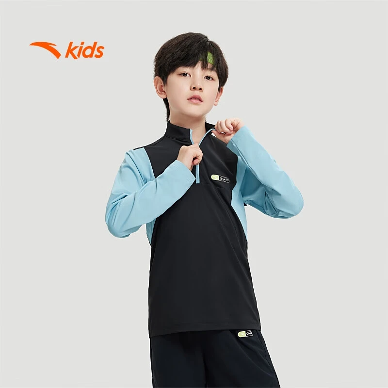 【跑步男】安踏儿童T恤男大童疾飞跑步系列针织长袖衫/352435401