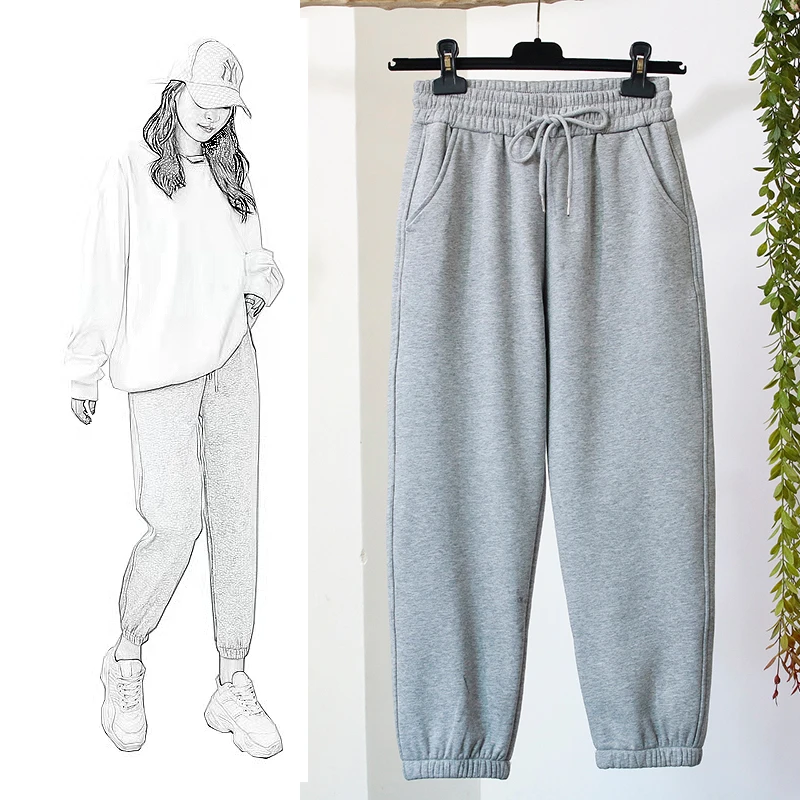 运动裤女春秋2024新款150小个子穿搭灰色八分卫裤宽松休闲靴裤子