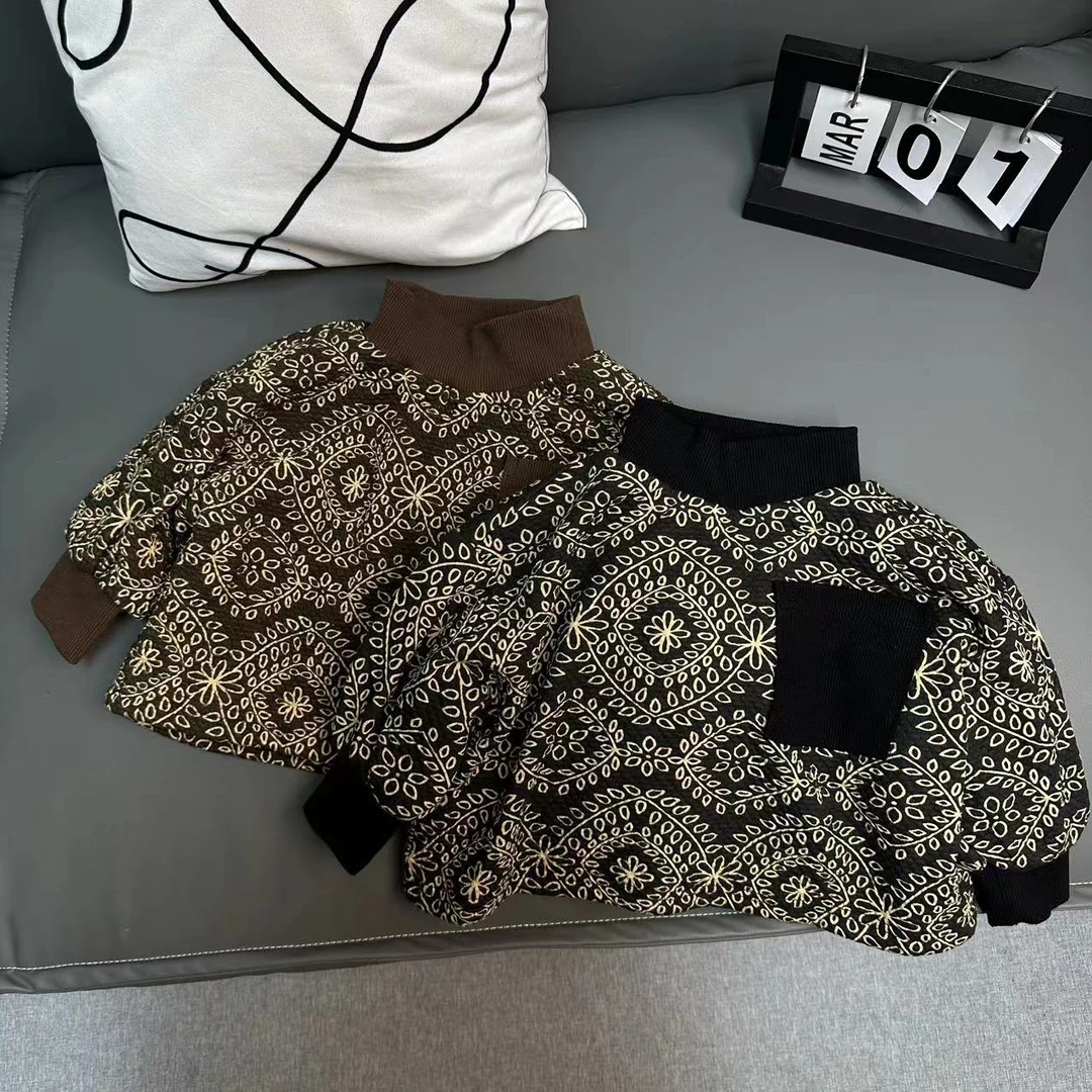 2025冬季新品韩版中小童男女童洋气百搭时尚碎花加绒卫衣jy2310