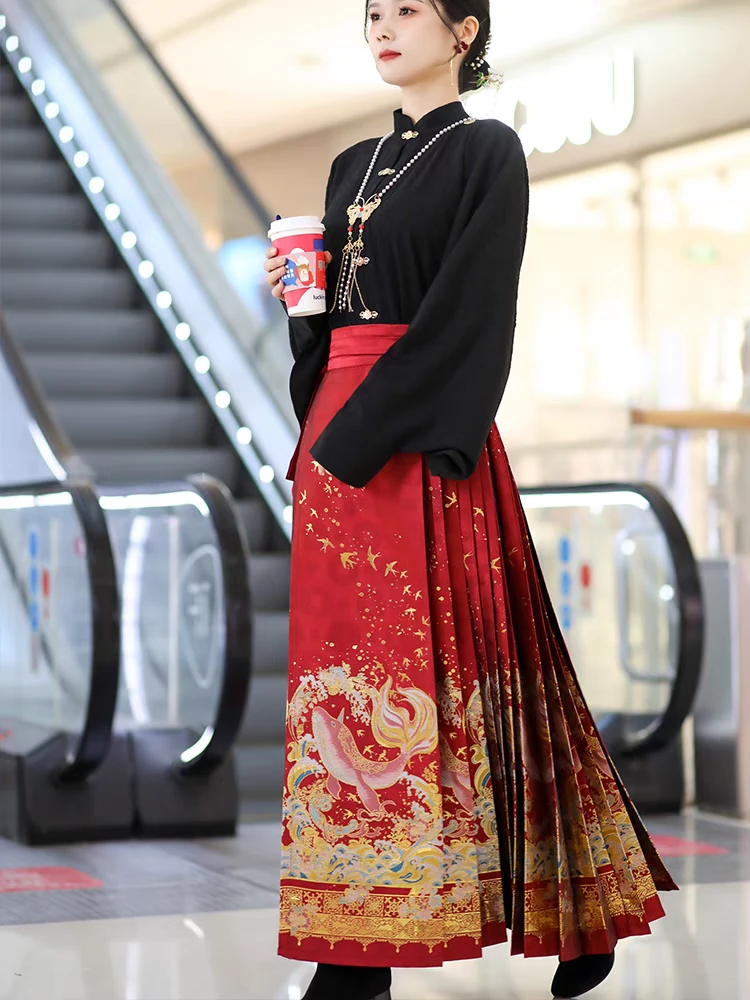 [鲲鹏]南筱 2023新款马面裙套装上衣搭配明制汉服中式女秋冬