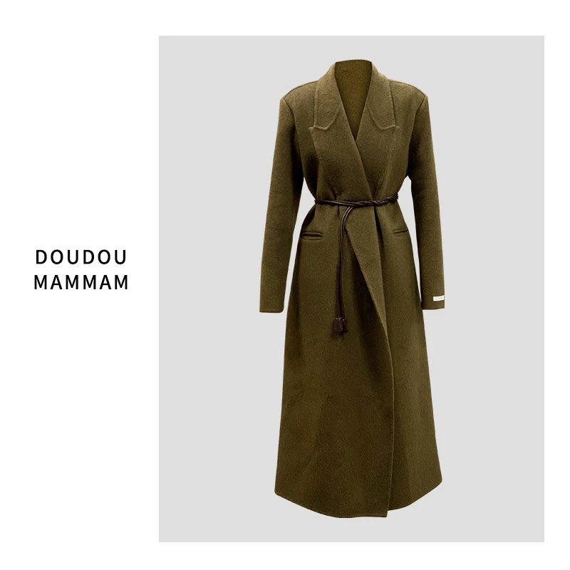 设计师轻奢时尚秋冬系带西装领气质大衣【DY23017】