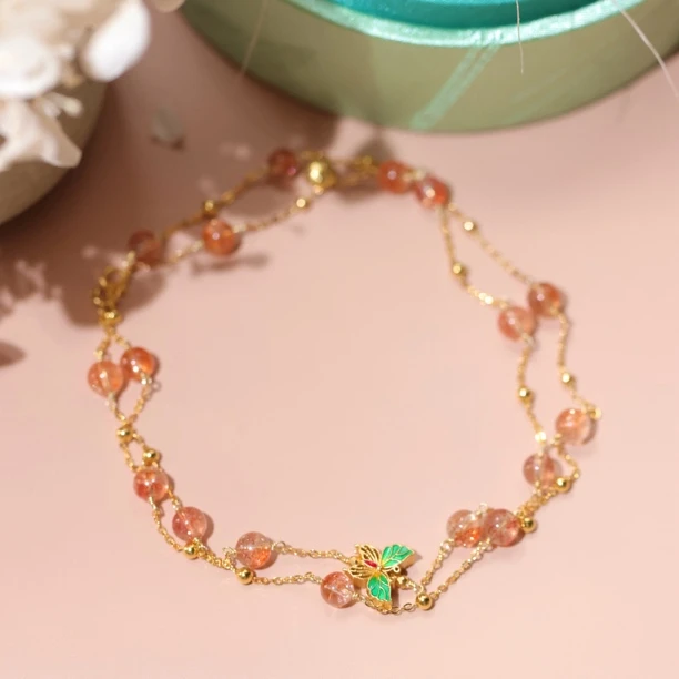 925银银制品 925银水晶蝴蝶百搭项链SY手工手工轻奢气质时尚时尚