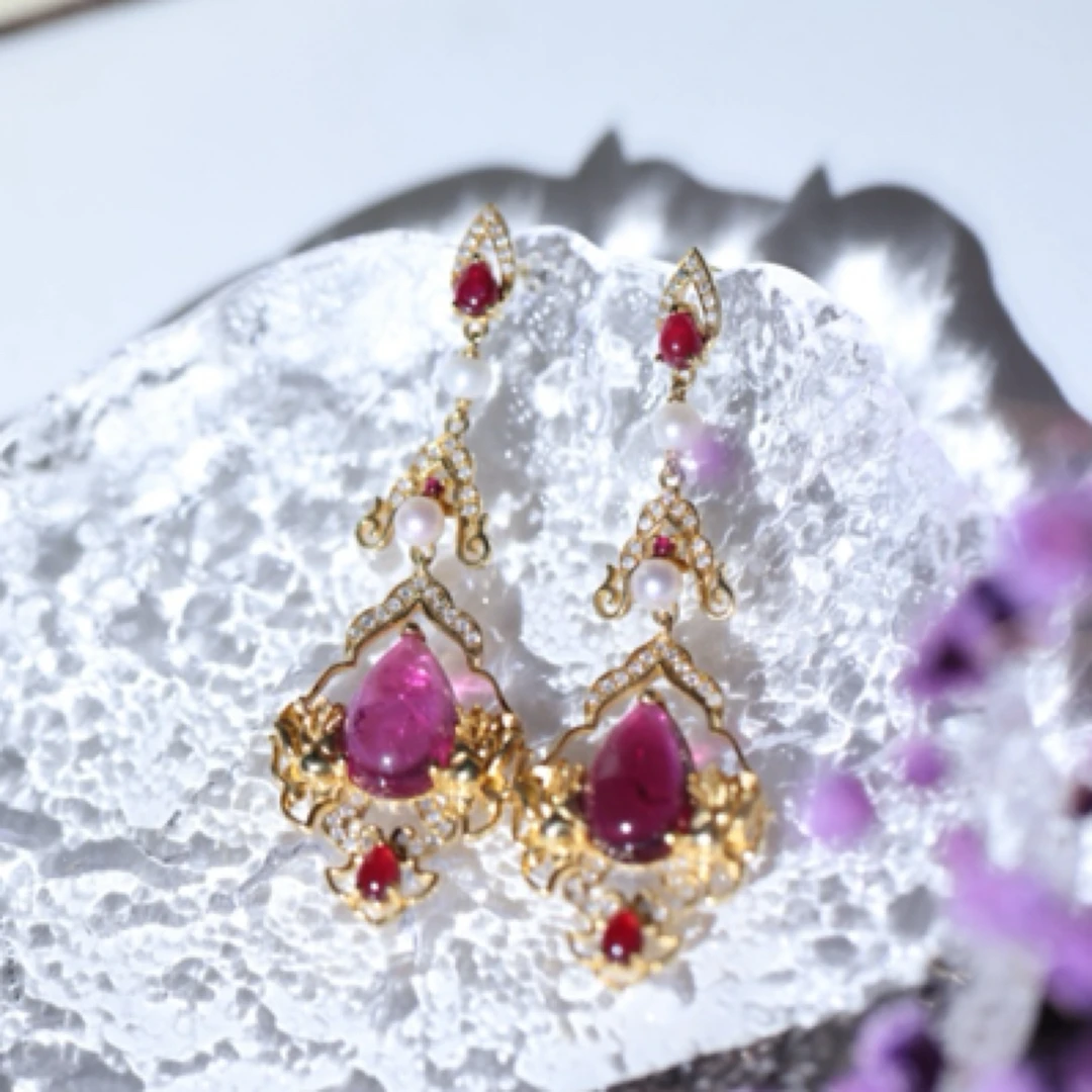 18k金碧玺水滴耳坠WY