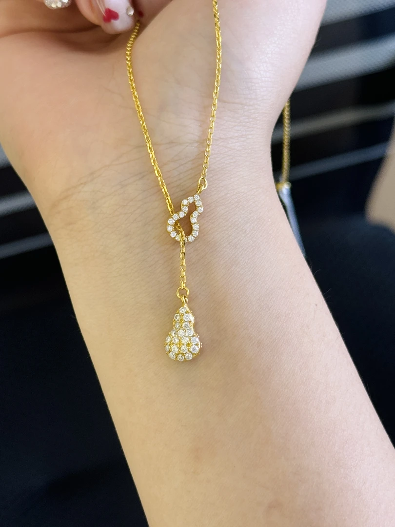 足金999 镶嵌双葫芦提溜套链