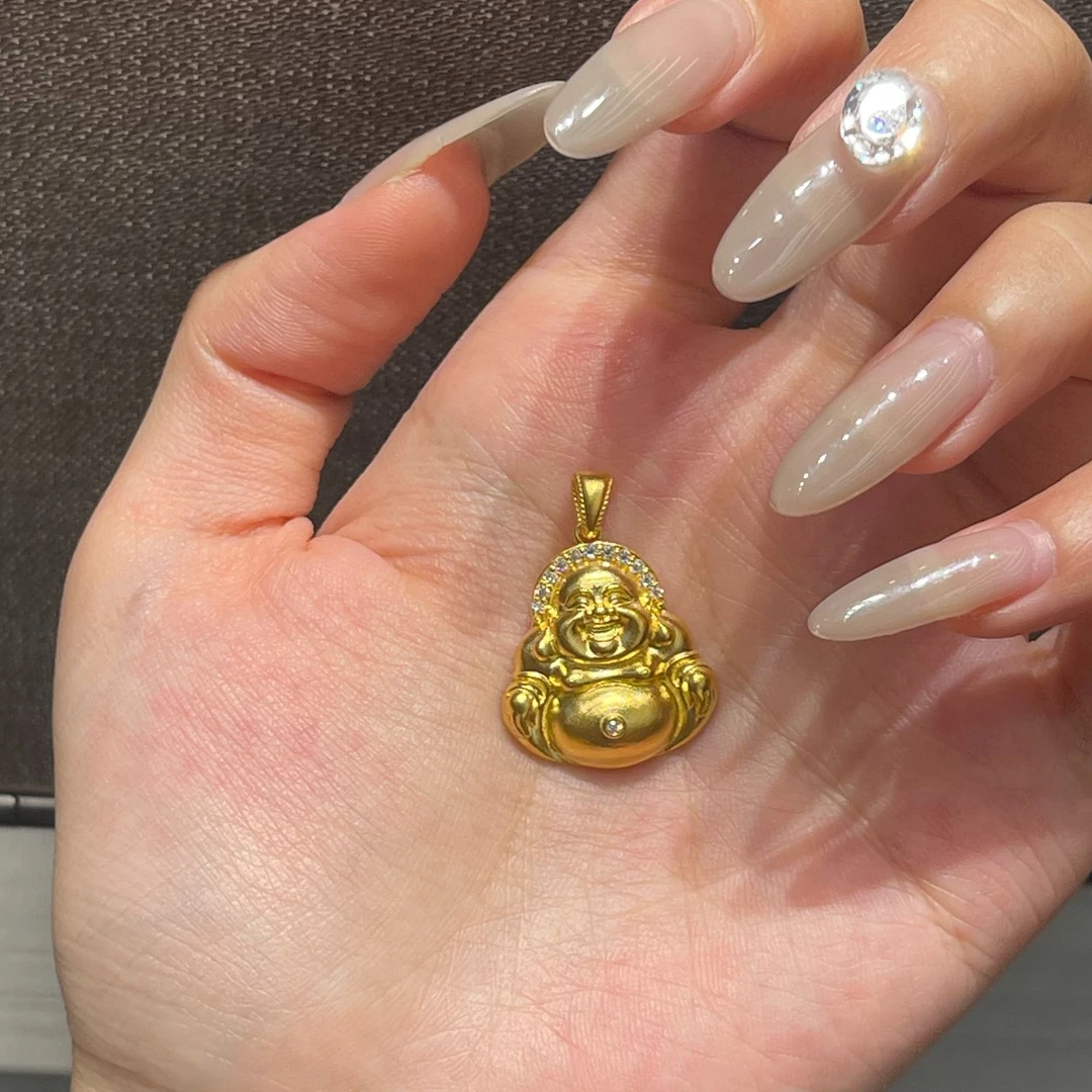足金999 镶嵌大肚佛笑脸佛吊坠（不含链）