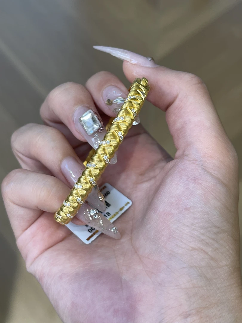 足金999 预 镶嵌拉丝麦穗编织手镯